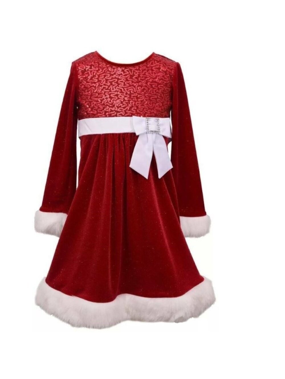 Bonnie Jean Christmas Santa Dress 16 Girls Red Sequined Glitter Velvet Holiday